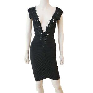 Cotton V-Neck Laced Bodycon Dress